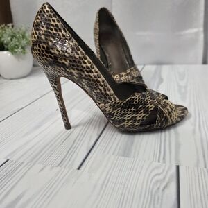 Tory Burch Snakeskin Peep-Toe Heels